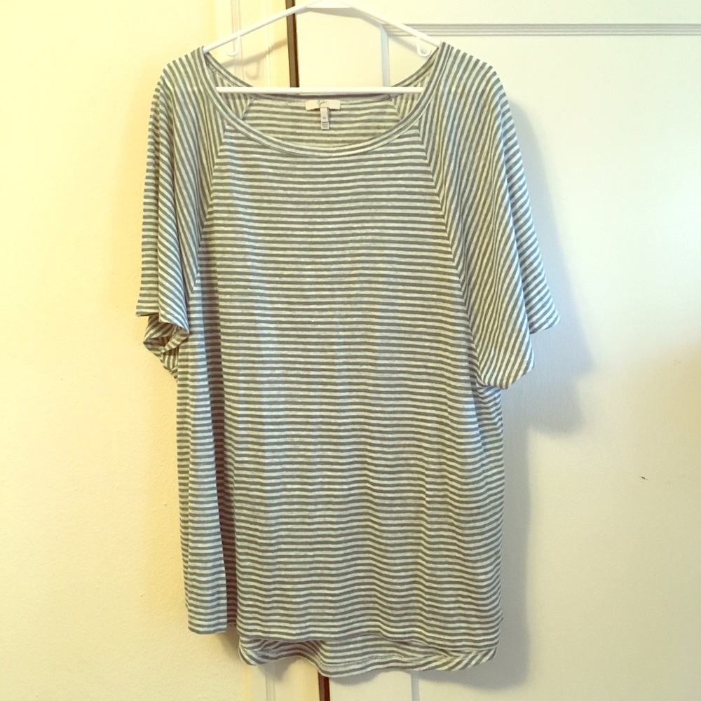 Joie Green and White Stripe Top
